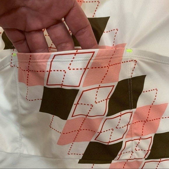 SUGOI White/ Red/Brown Argyle Cycling Jersey 1/2 Zip Top Sz M - Picture 9 of 10